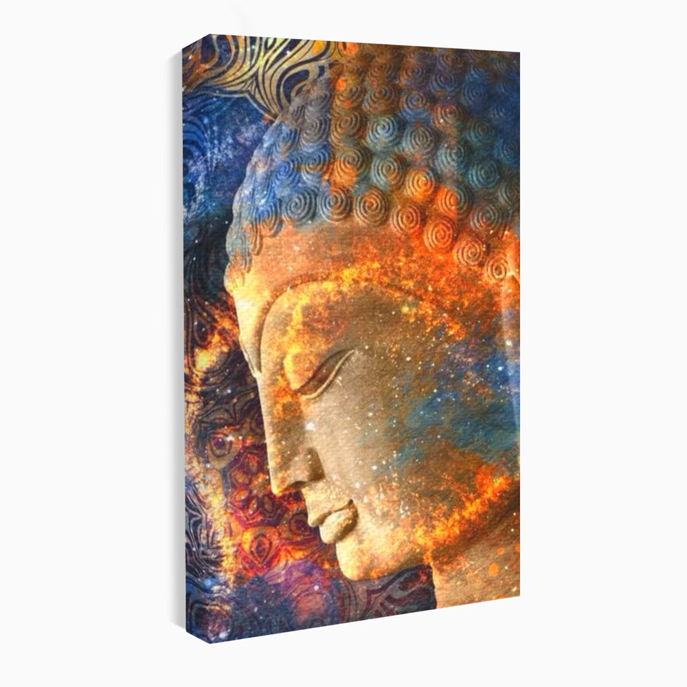 Tablou canvas cu tablou canvas cu profilul lui buddha, fara rama, pe sasiu de lemn